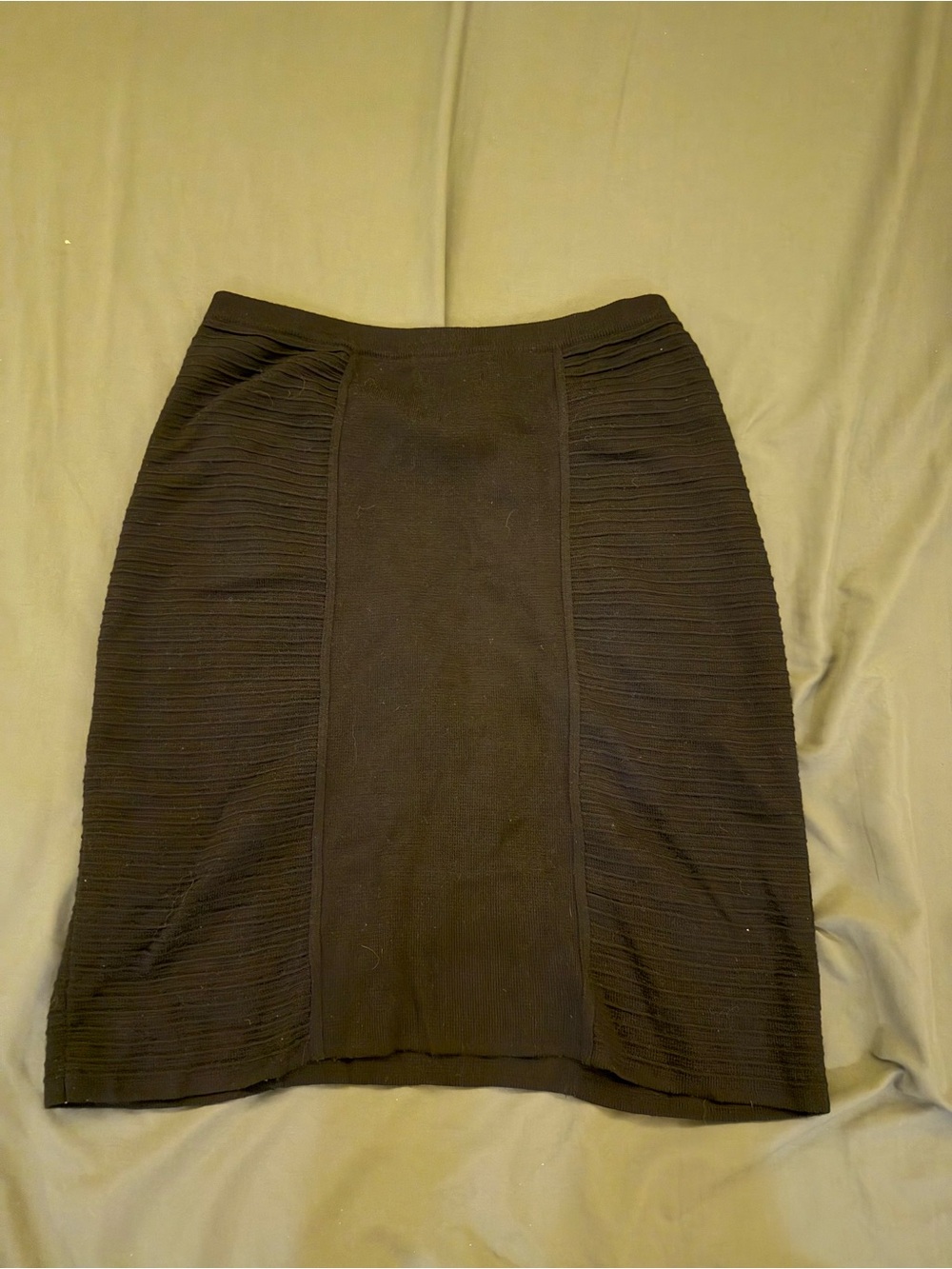 Calvin Klein Classic Black Ribbed Panel Pencil Skirt